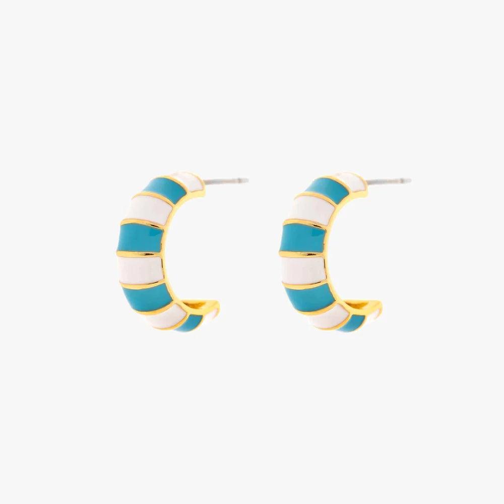 Pura Vida - Striped Enamel Gold Hoop Earrings