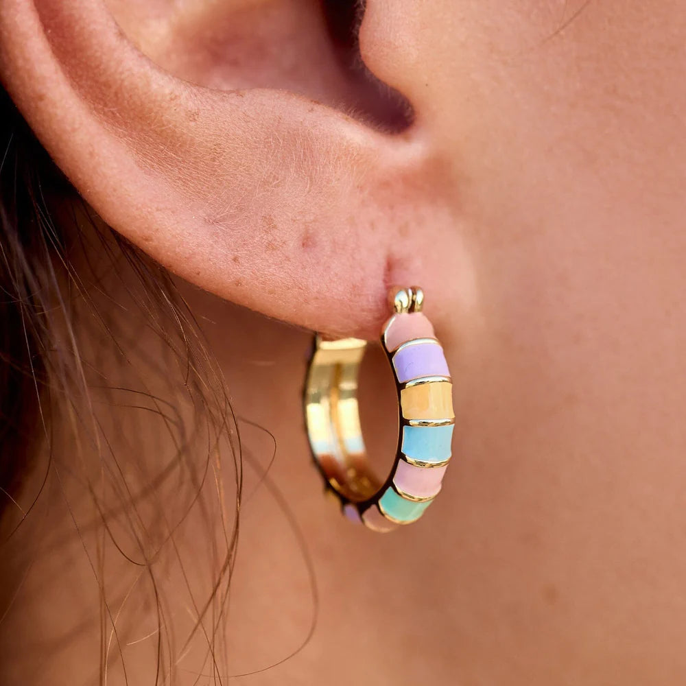 Pura Vida - Sunset Striped Enamel Gold Earrings