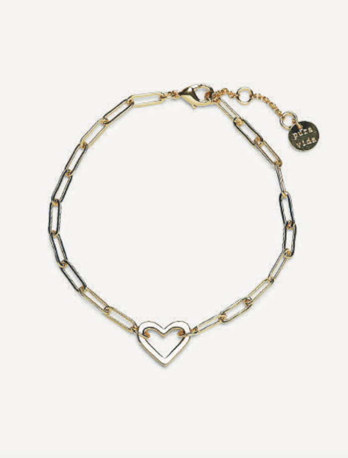 Pura Vida - Open Heart Paperclip Chain Bracelet
